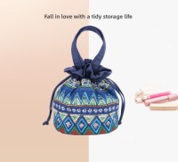 Ethnic Style Drawstring Closure Storage Bag for Makeup Jewelry Wholesale Shopping Manufacturers Drawstring Cloth Bag