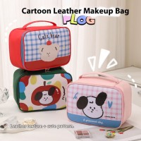 Japanese-Style Large Capacity Portable Makeup Skincare Storage Tote Bag High-Value PU Leather Zipper Fashion Cartoon De