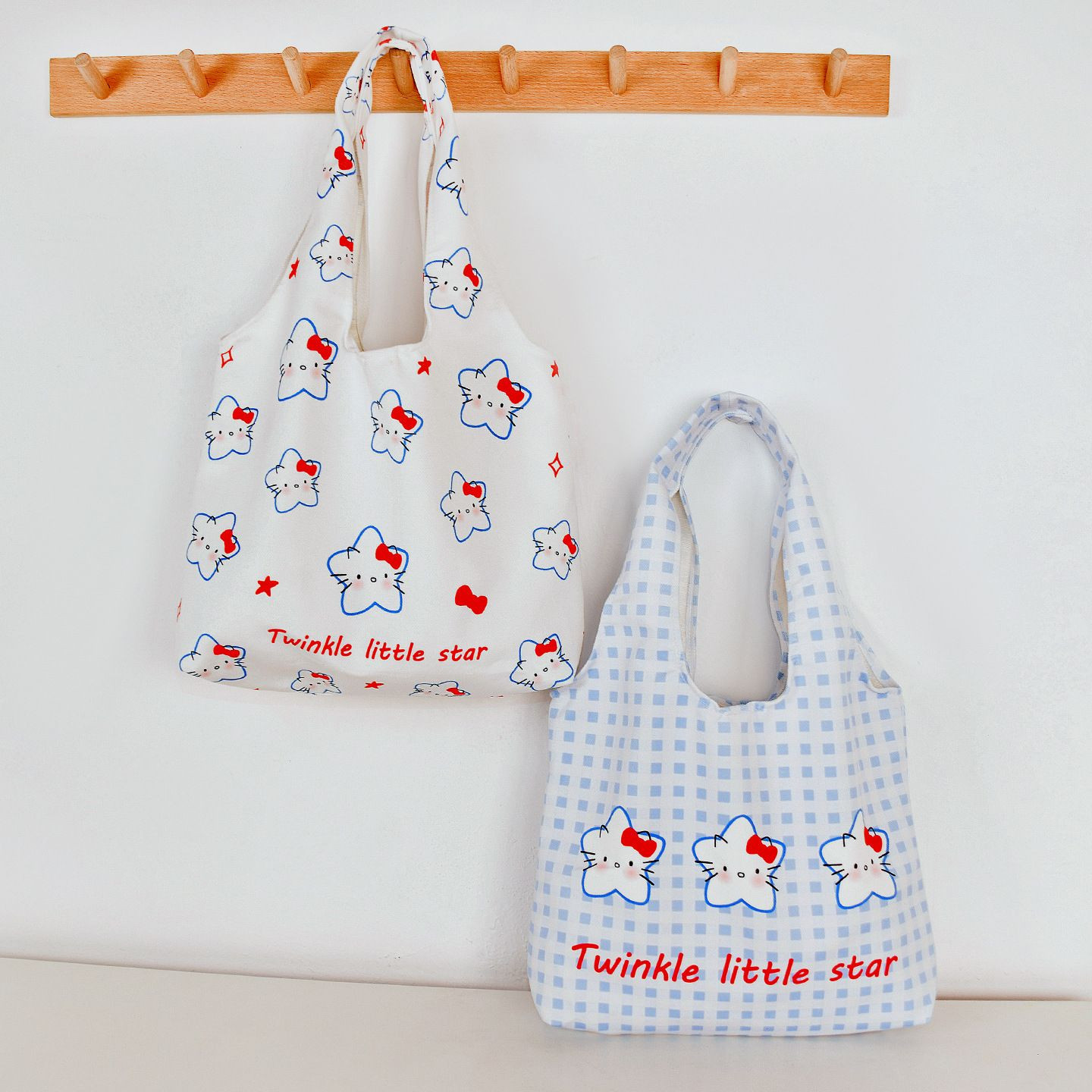 Hot-Selling Large-Capacity Korean Plaid Tote Bag for Women New Cartoon Design Travel Shoulder Zipper Polyester Fashion