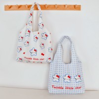 Hot-Selling Large-Capacity Korean Plaid Tote Bag for Women New Cartoon Design Travel Shoulder Zipper Polyester Fashion