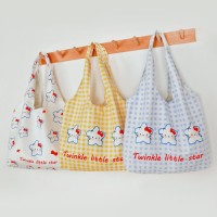 Hot-Selling Large-Capacity Korean Plaid Tote Bag for Women New Cartoon Design Travel Shoulder Zipper Polyester Fashion