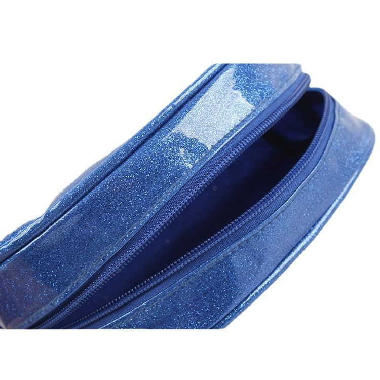 Girly Cute Literary Glitter PU Womens Bag Eco-Friendly Casual Portable Cosmetic Pencil Pouch Zipper Makeup Brush Stora