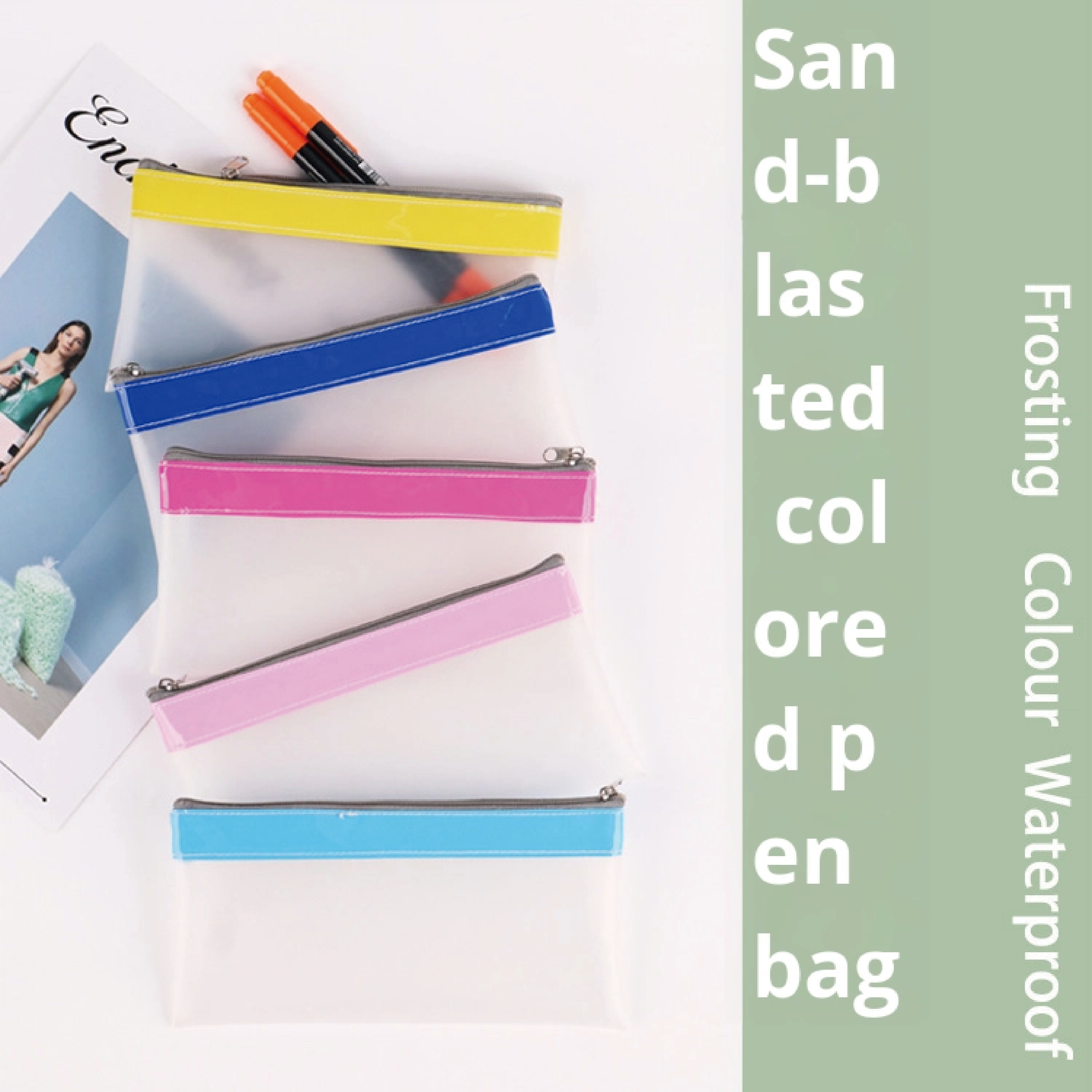 For Amazon Cross-Border Waterproof Semi-Transparent Eva Cosmetic Bag Zipper Storage for Stationery and Pen Manufactured