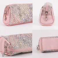 Womens Korean-Style PU Travel Storage Organizer Tote Bag with Zipper Closure New Fashionable Letter Pattern Design