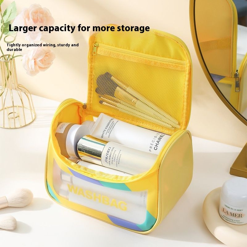 Portable Handheld Large Capacity Travel Organizer Fashionable Waterproof Zipper Cosmetic Bag Makeup Toiletries for Beac