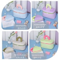 Large Capacity Portable Makeup Bag Eco-Friendly Fresh Style Color-Block Cosmetic Organizer Zipper High-Value Travel Toi