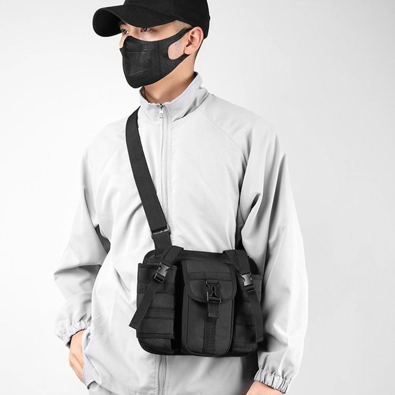 Mens Casual Waterproof Outdoor Polyester Crossbody Bag Fashionable Multi-Functional Travel Backpack Zipper Umbrella Wa