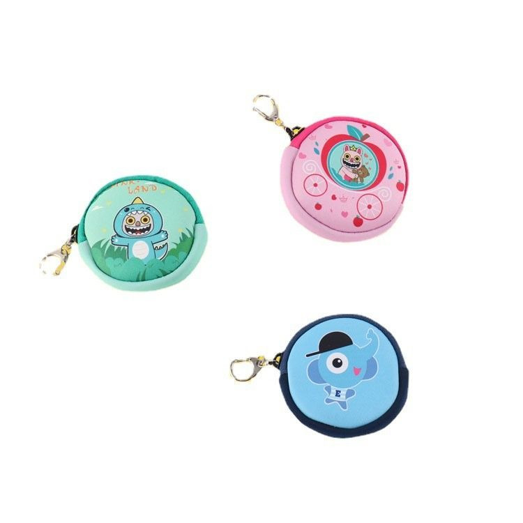 Wholesale Childrens Cute Zipper Coin Purses Diving Material Round Gift Bag