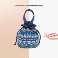 Ethnic Style Drawstring Closure Storage Bag for Makeup Jewelry Wholesale Shopping Manufacturers Drawstring Cloth Bag