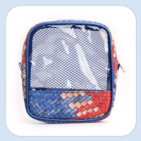 New Fashion Korean Style Womens Storage Bags Travel Cosmetic for Toiletry Bags with Open Geometric Woven Pattern