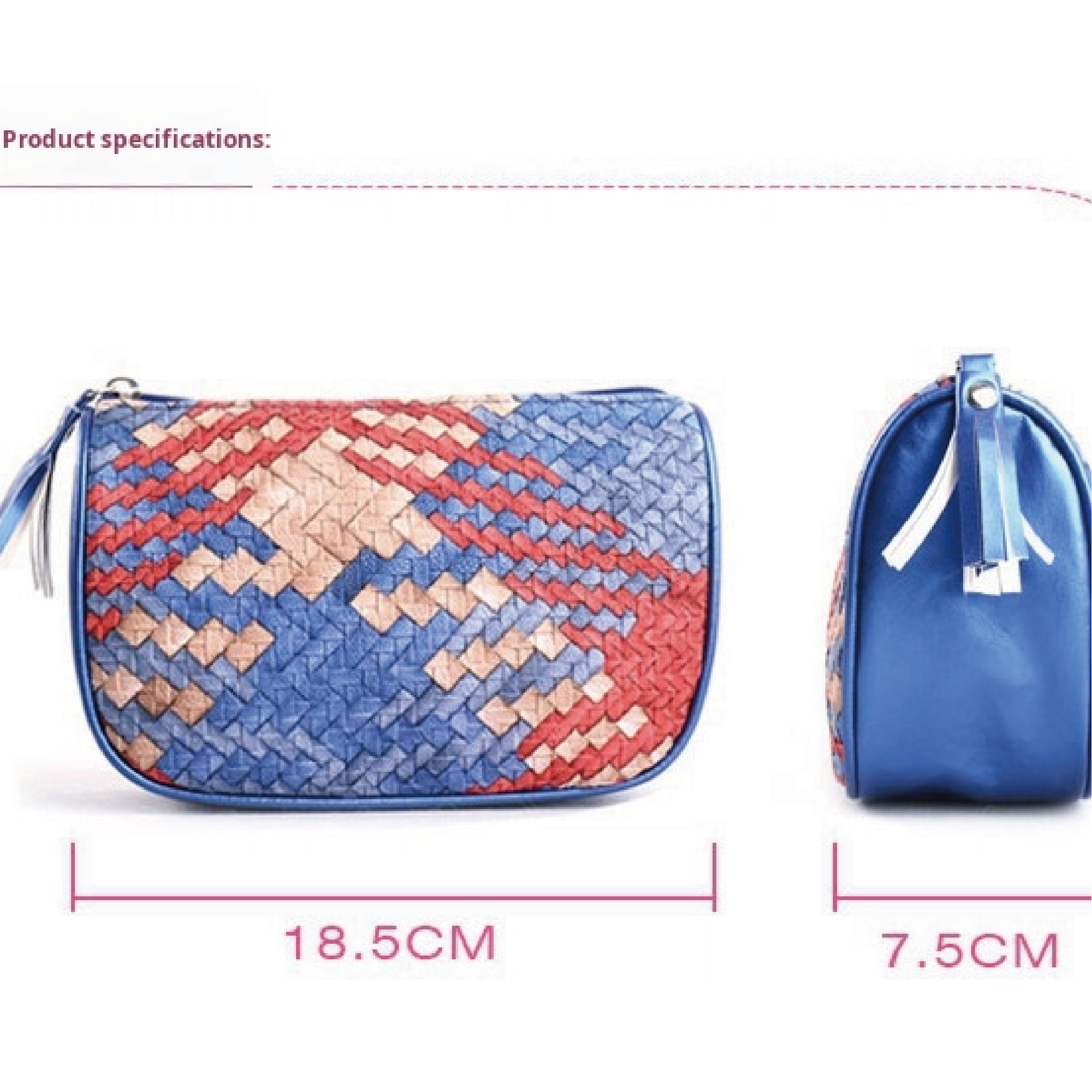 Fashion Womens PU Zipper-closed Travel Storage Bag, with a Woven Pattern Cosmetic Bag Inside. Airlines Inflight Wash B