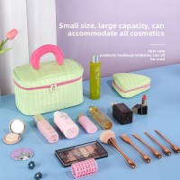 Large Capacity Portable Makeup Bag Eco-Friendly Fresh Style Color-Block Cosmetic Organizer Zipper High-Value Travel Toi
