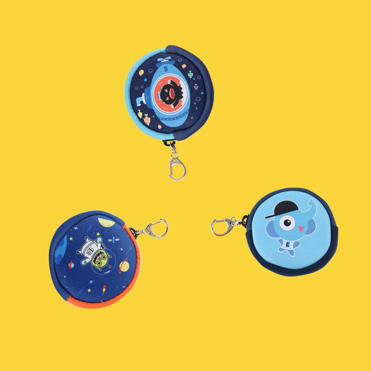 Wholesale Childrens Cute Zipper Coin Purses Diving Material Round Gift Bag
