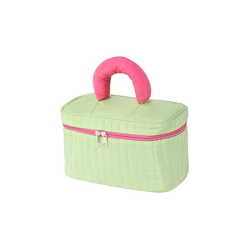 Large Capacity Portable Makeup Bag Eco-Friendly Fresh Style Color-Block Cosmetic Organizer Zipper High-Value Travel Toi