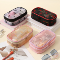 2025 High-End Portable Four-Piece Set Large Capacity Travel Cosmetic Mesh Storage for Women Fashionable Zipper for Toil