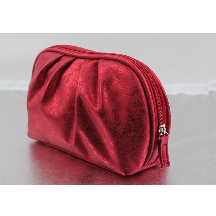 Korean Style Womens Travel Cosmetic Organizer Portable Makeup Bag with Zipper Closure PU Material for Toiletry Pouch