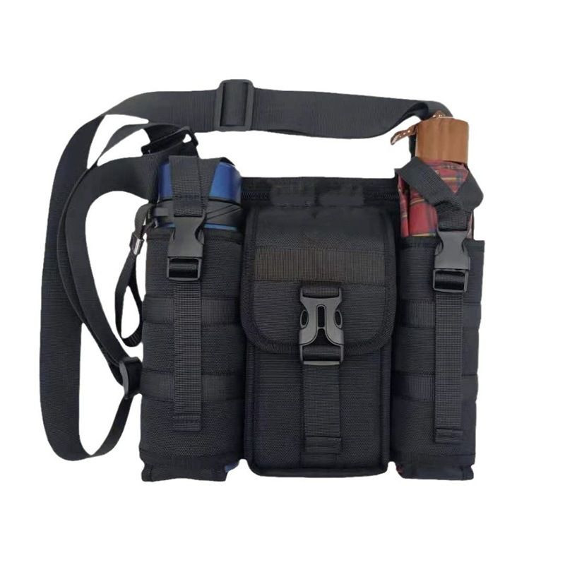 Mens Casual Waterproof Outdoor Polyester Crossbody Bag Fashionable Multi-Functional Travel Backpack Zipper Umbrella Wa
