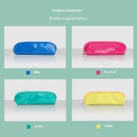 Large Capacity PU Mirror Simple Solid Color Pencil Case Elementary School Students New Stationery Box Cosmetic Bags Cas