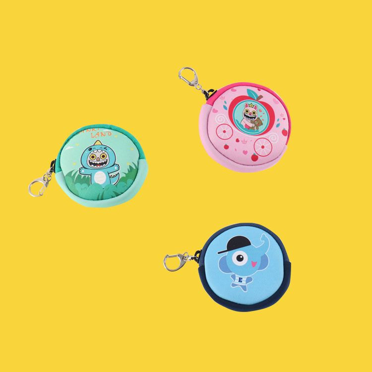 Wholesale Childrens Cute Zipper Coin Purses Diving Material Round Gift Bag