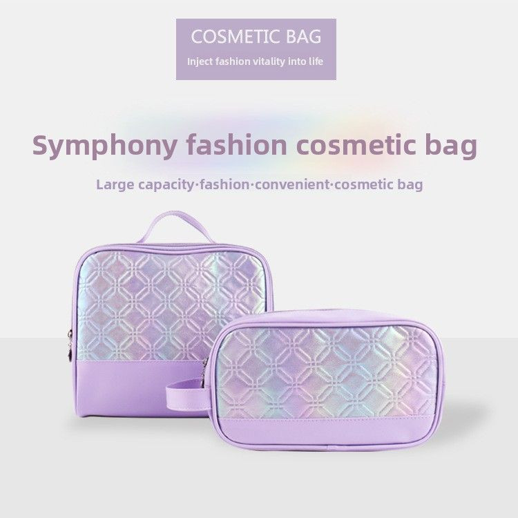 Iridescent PVC makeup bag for travel, gym beach, or daily use with large capacity waterproof design and zipper closure