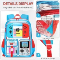Vaelobag Large Clear PVC Backpack for Boys Kids College Students Waterproof Gamer Bookbag Polyester for School Stadium