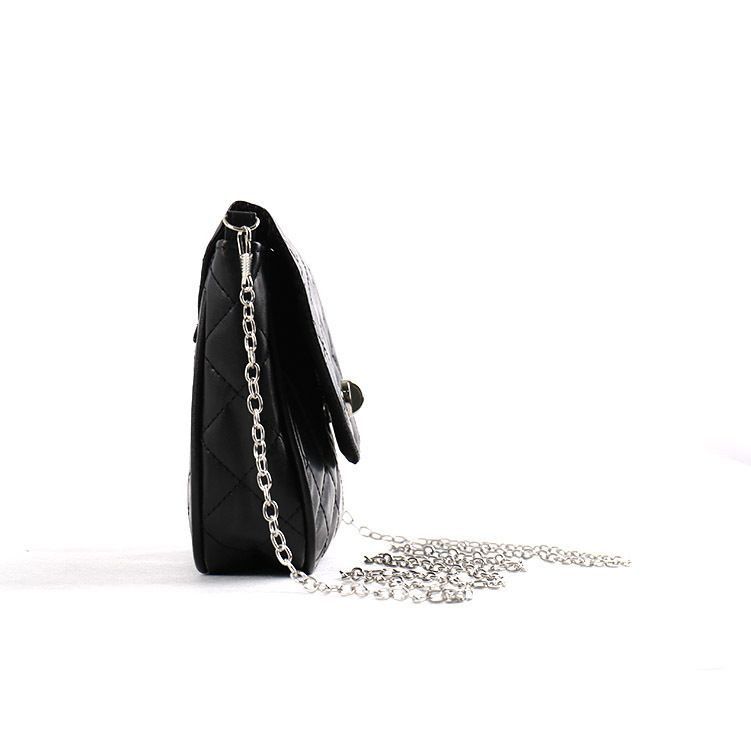 Womens Fashion Crossbody Bag Korean Western Style Small Square Lingge Chain Waterproof PU Material Manufactured Lock B