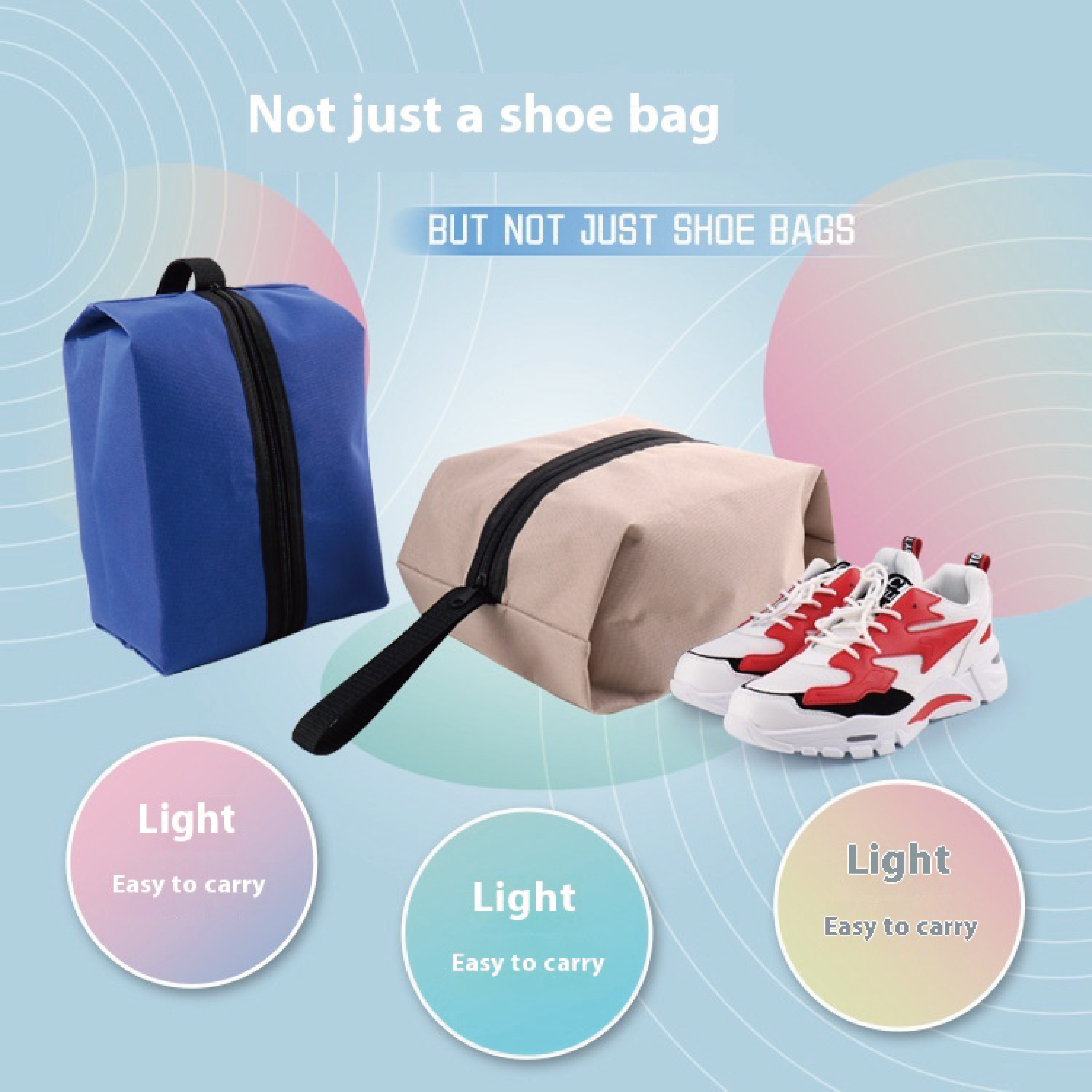 Large-Capacity Portable Shoe Storage Tote Bag Eco-Friendly Oxford Material with Zipper Closure for Outdoor Travel