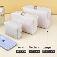 Womens Popular PVC Square Waterproof Travel Cosmetic Bag Hand-Held Portable for Toiletry Storage Solid Color Wholesale