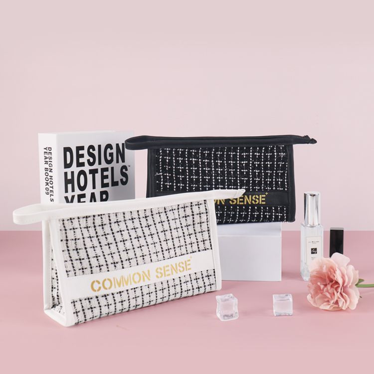 Portable Plaid Mini for Toiletry Storage Bag New Lipstick Cosmetic Bag Zipper Closure Made Polyester for Travel Storage