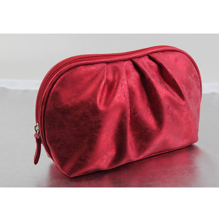 Korean Style Womens Travel Cosmetic Organizer Portable Makeup Bag with Zipper Closure PU Material for Toiletry Pouch