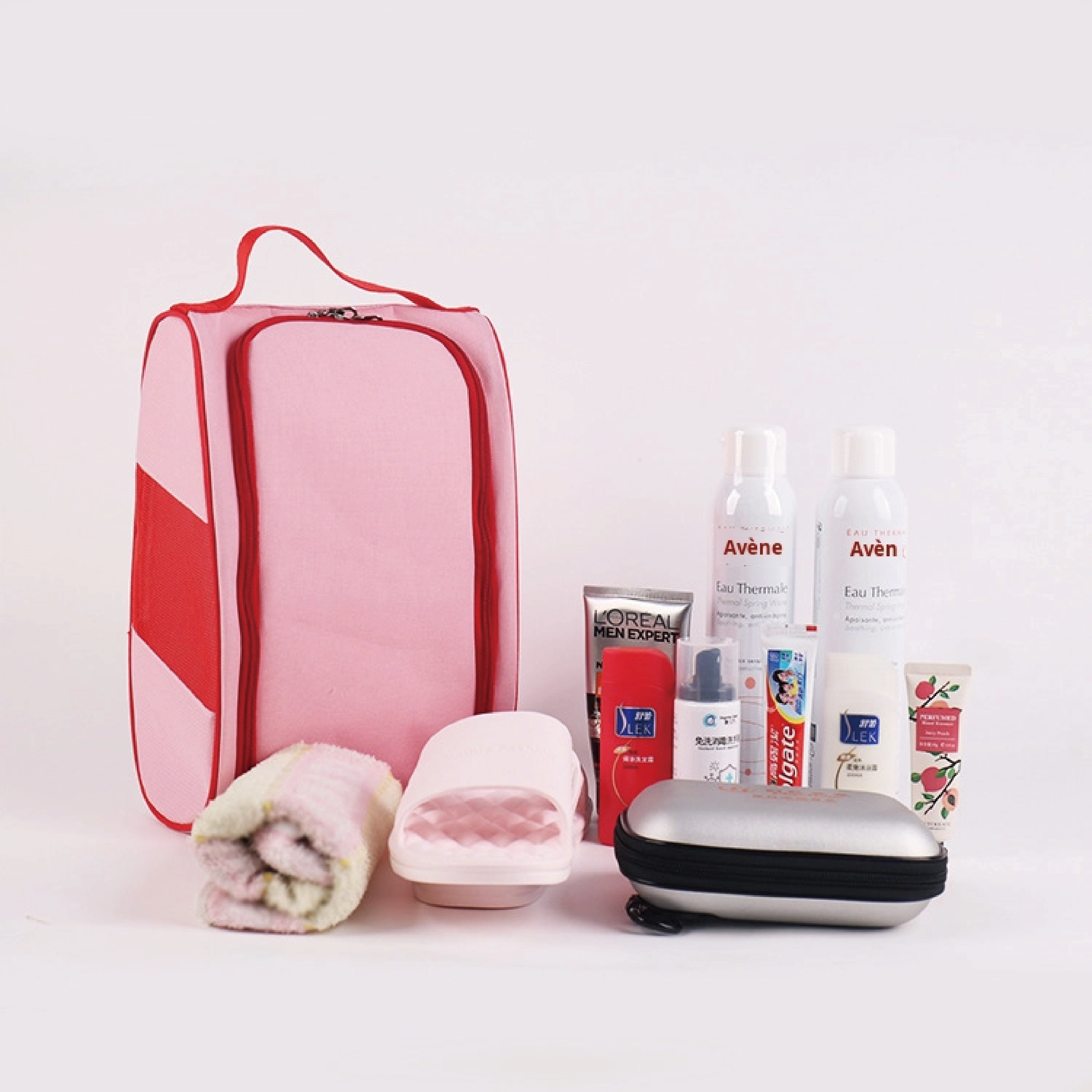 Manufacturer-Supplied Korean Portable Shoe Storage Bag Waterproof Travel Shoe Bag Zipper Contrast Color Made Durable Po