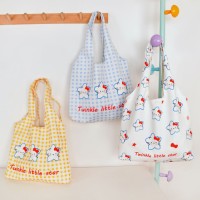 Hot-Selling Large-Capacity Korean Plaid Tote Bag for Women New Cartoon Design Travel Shoulder Zipper Polyester Fashion