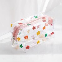Large Capacity Portable Printed for Toiletry Bag Transparent PVC Makeup Bag with Zipper Durable Ins Style Sweet Storage