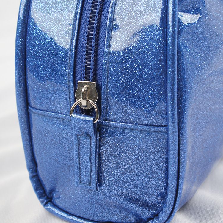 Girly Cute Literary Glitter PU Womens Bag Eco-Friendly Casual Portable Cosmetic Pencil Pouch Zipper Makeup Brush Stora