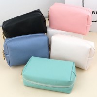 Womens Popular PVC Square Waterproof Travel Cosmetic Bag Hand-Held Portable for Toiletry Storage Solid Color Wholesale