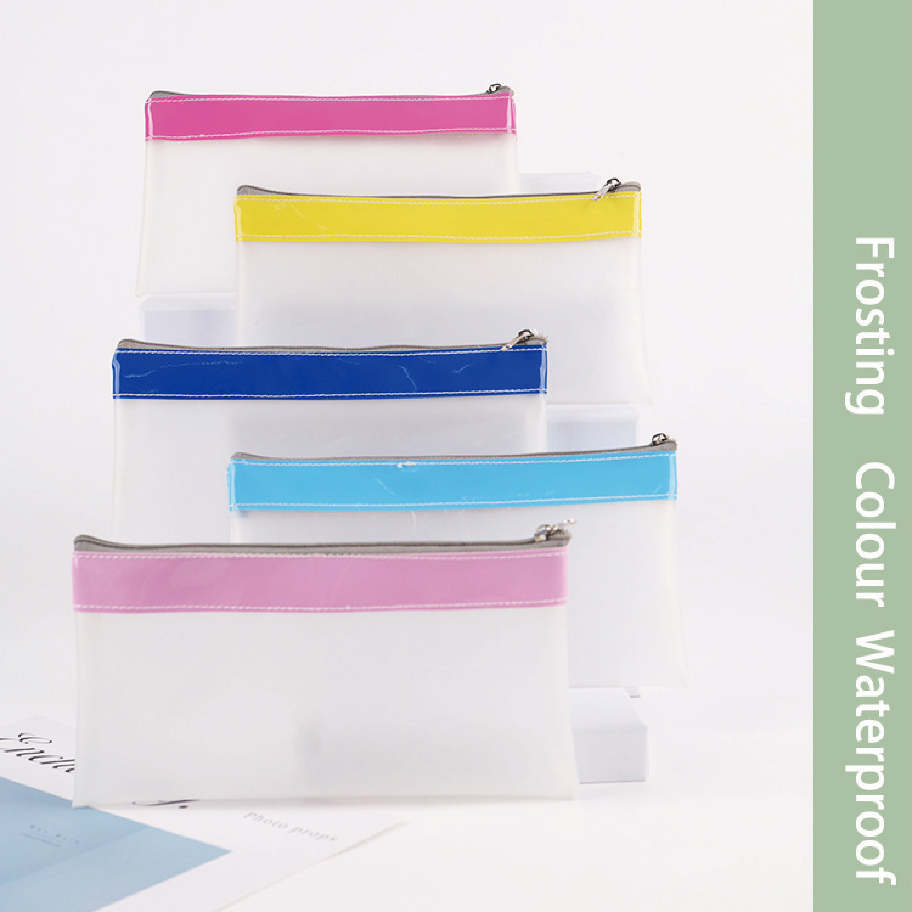 For Amazon Cross-Border Waterproof Semi-Transparent Eva Cosmetic Bag Zipper Storage for Stationery and Pen Manufactured