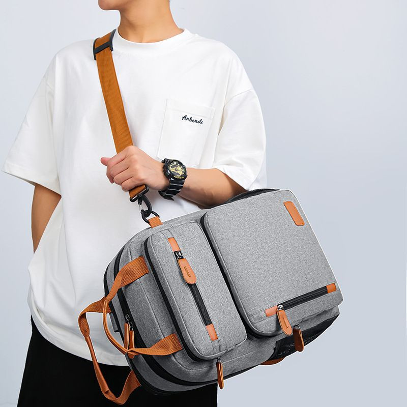 Mens Casual European American Retro Fashion Travel Backpack Large Capacity Oxford Zipper Waterproof Cross-Body Laptop