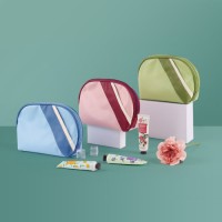 2025 High-End Waterproof PU Leather Makeup Pouch Clutch Shell New Exquisite Portable Storage Evening Cosmetic Bag Zippe