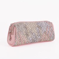 New Fashion Korean Style Womens Storage Bags PU Material with Woven Pattern Zipper Closure for Toiletry Travel Bags