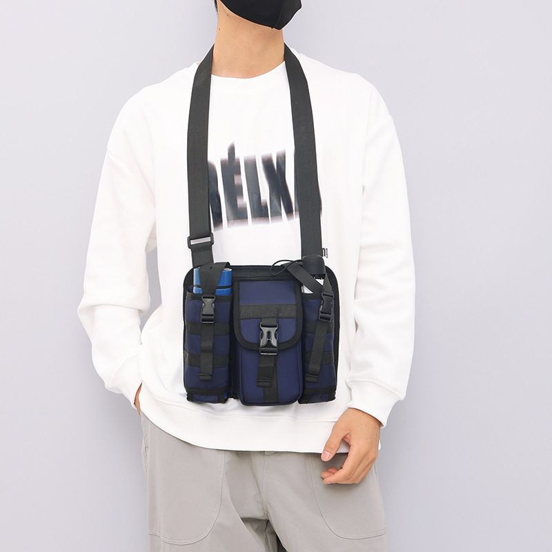 Mens Casual Waterproof Outdoor Polyester Crossbody Bag Fashionable Multi-Functional Travel Backpack Zipper Umbrella Wa