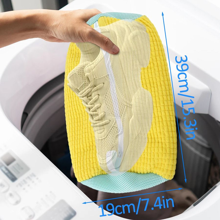 Cross-Border Reusable Sports Shoe Care Bag New Zipper Chenille Brake for Machine Washing Made of Polyester for Laundry