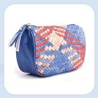 Fashion Womens PU Zipper-closed Travel Storage Bag, with a Woven Pattern Cosmetic Bag Inside. Airlines Inflight Wash B