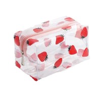 Large Capacity Portable Printed for Toiletry Bag Transparent PVC Makeup Bag with Zipper Durable Ins Style Sweet Storage