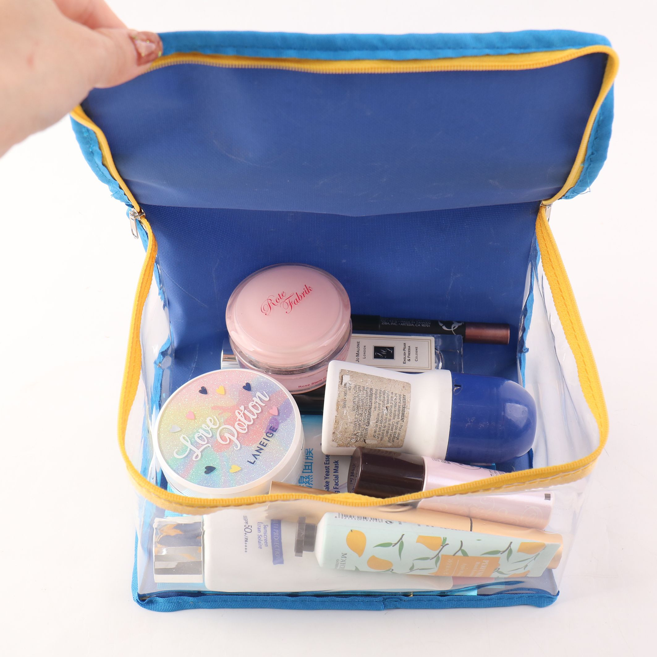 Durable Black PVC Mesh Makeup Bag Zipper Fashionable Letter Pattern Mini Cosmetic Bag Customizable Private Label Large