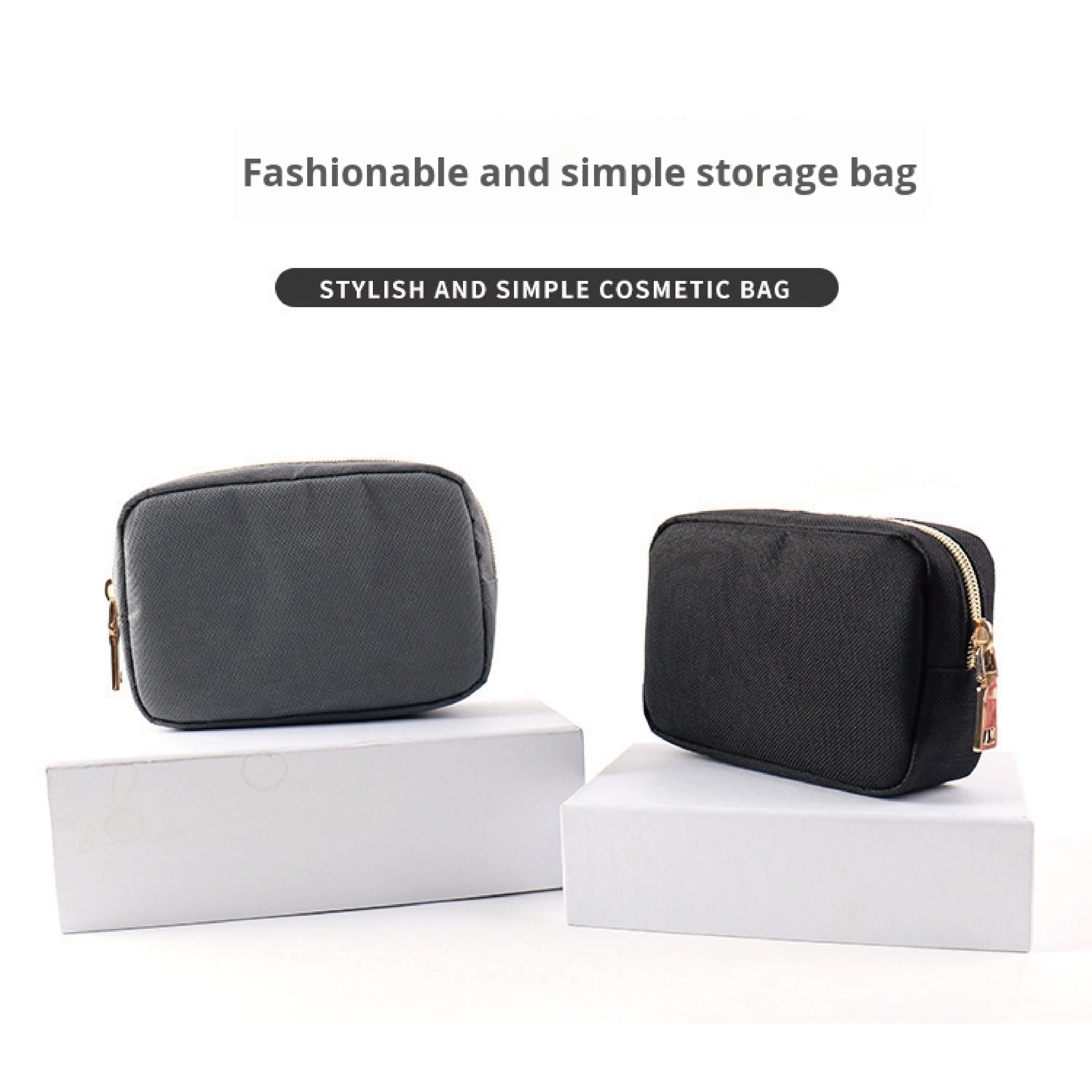 Wholesale Popular Cloth Cosmetic Bag Zipper Closure New Cute Square Travel Toiletry Storage Hand-Held Portable Waterpro