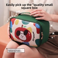 Japanese-Style Large Capacity Portable Makeup Skincare Storage Tote Bag High-Value PU Leather Zipper Fashion Cartoon De