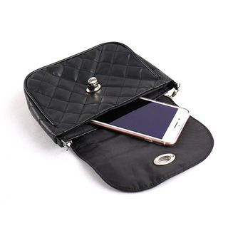 Womens Fashion Crossbody Bag Korean Western Style Small Square Lingge Chain Waterproof PU Material Manufactured Lock B