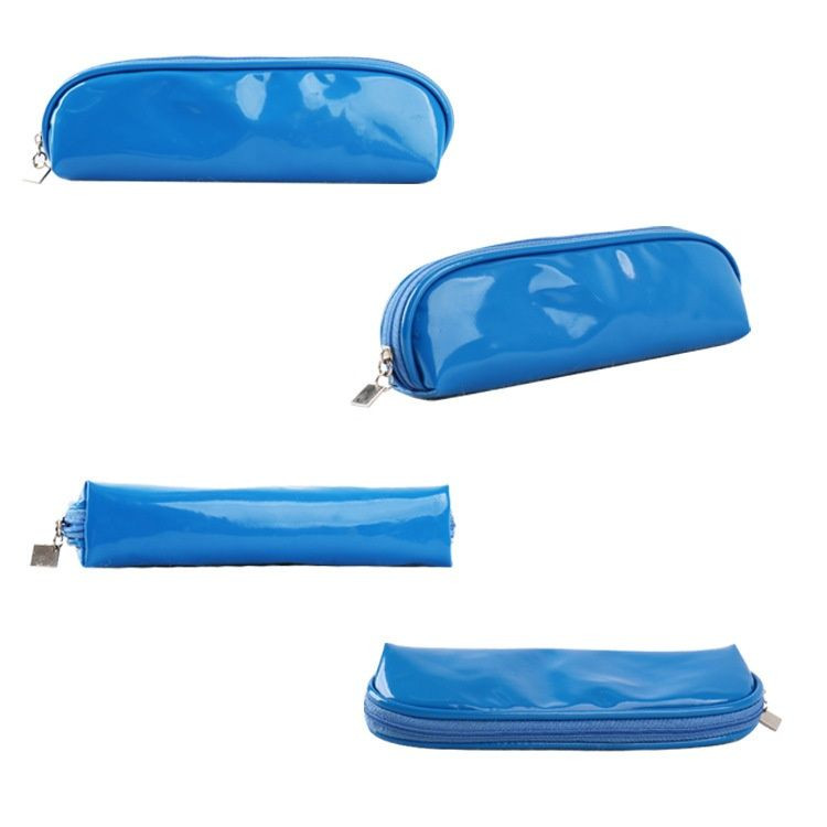 Large Capacity PU Mirror Simple Solid Color Pencil Case Elementary School Students New Stationery Box Cosmetic Bags Cas