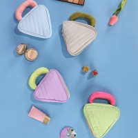 Large Capacity Portable Makeup Bag Eco-Friendly Fresh Style Color-Block Cosmetic Organizer Zipper High-Value Travel Toi