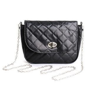 Womens Fashion Crossbody Bag Korean Western Style Small Square Lingge Chain Waterproof PU Material Manufactured Lock B